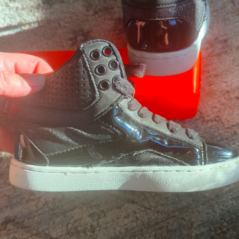 Pastry Size 12 little boys sparkly/shimmering patent leather style high tops.